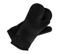 Relaxdays Oven Gloves Silicone, Heat-resistant, Non-slip, Pot Holders, Soft Lining, 1 Pair, Black
