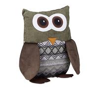 Relaxdays Owl Door Stop, Fabric Doorstop, Floor Door Bumper, Children, Decorative, HxWxD: 24 x 14 x 14 cm, Brown