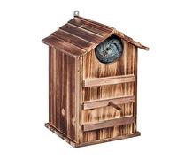 Relaxdays Owl Nesting Box, Fir Wood, Weatherproof, HWD: 38.5 x 25 x 28 cm, Hinged, Bird House, Hanging Outside, Natural
