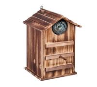 Relaxdays Owl Nesting Box, Fir Wood, Weatherproof, HWD: 38.5 x 25 x 28 cm, Hinged, Bird House, Hanging Outside, Natural