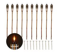 Relaxdays Pack of 10 brown bamboo garden torches