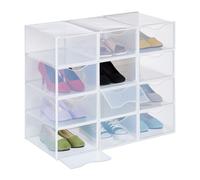 Relaxdays Pack of 12 Transparent Shoe Boxes