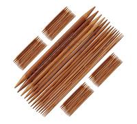 Relaxdays Pack of Double Pointed Knitting, 75-Piece Bamboo Needle Sets, 15 Sizes 2 to 10 mm, for Socks, Natural, 20 cm