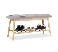 Relaxdays Padded Bamboo Shoe Storage Bench
