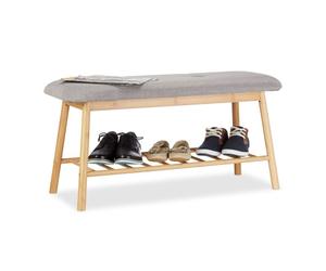 Relaxdays Padded Bamboo Shoe Storage Bench