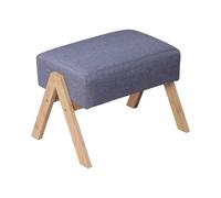 Relaxdays padded footstool with bamboo legs, hallway and living room side stool, 40x30x28cm, grey/natural