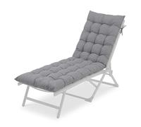 Relaxdays Padded Quilted Bench Cushion with Ties, 160x50 cm, Outdoor Garden & Pallet Grey