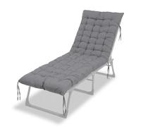 Relaxdays padded quilted bench pad with ties, 190x70 cm, outdoor, for garden benches and pallets, grey