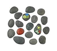 Relaxdays painting stones, flat decorative stones, 3 kg craft stones for kids & adults, 5-9 cm, dark grey