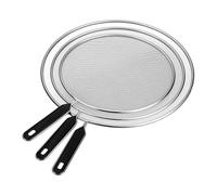 Relaxdays Pan Splatter, 3-Piece Set, Stainless Steel Screens, ∅ 25, 29 & 33 cm, Grease Guard with Handle, Black, 80% 20% Plastic, Set of 3
