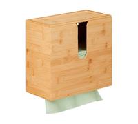 Relaxdays Paper Towel Dispenser Bamboo With Lid