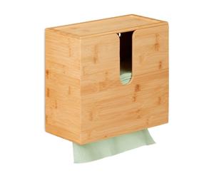 Relaxdays Paper Towel Dispenser Bamboo With Lid