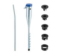 Relaxdays Parasol Ground Anchor, Socket for Umbrella & Rotary Dryer, 25-55 mm Pole, Screw-in, Steel Spike, Silver/Blue, Plastic, 56 x 7 x 10 cm