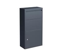 Relaxdays Parcel Box with Drop Flap, 2 Keys, Galvanized Steel, Freestanding Postbox, 82x44x22 cm, Grey