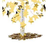 Relaxdays Party Popper Gold 40 cm, Stars, 6-8m Effect Height, Wedding, Birthday, Halloween, Confetti Shower, Gold