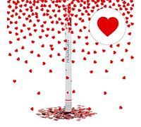Relaxdays Party Popper with Hearts 80 cm, 6-8m Shooting Distance, Wedding Deco, Confetti Cannon, Red