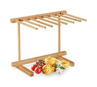 Relaxdays Pasta Drying Rack, 8 Bars, Pasta Dryer, Pasta Stand, Pasta Hanger, Bamboo, 28 cm Height, Natural