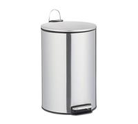 Relaxdays Pedal Bin 12 Litre, Stainless Steel, Waste Container, Inner Bucket, Rubbish Can for Kitchen, Bathroom, Silver, 1 Piece