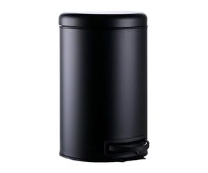 Relaxdays Pedal Bin, 12L, Removable Plastic Inner, Foot Pedal, Steel, Black, 39x25.5x33 cm