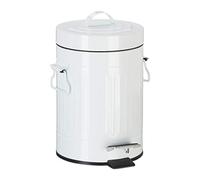 Relaxdays Pedal Bin, Vintage Under Kitchen Counter & Bathroom Bin, Metal, 3 L, White