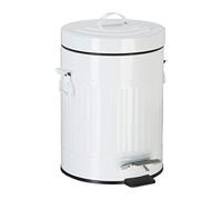 Relaxdays Pedal Bin, Vintage Under Kitchen Counter & Bathroom Bin, Metal, 5 L, White