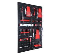 Relaxdays pegboard, 4 panels, 39-piece accessory set, HxW: 60 x 40 cm, metal, workshop, black/red