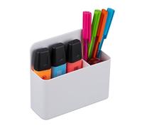 Relaxdays Pen Holder, Set of 2, Magnetic, Office Organiser, HxWxD: 11.5 x 12.5 x 4 cm, Wall Accessory, Pencil Cup, White, Plastic, Iron