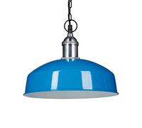 Relaxdays Pendant, Iron, Chain, 40 Watt, 1-Flame, Hanging, Modern Design, HxWxD: 142 x 31 x 31 cm, Light Blue, W