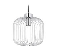 Relaxdays Pendant Lamp, Chrome Hanging Light, H x D: 145 x 29 cm, E27 Socket, Metal, Silver, Iron