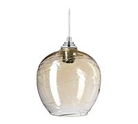 Relaxdays Pendant Lamp, Retro Hanging Light, H x D: 130 x 22 cm, E27 Socket, Glass, Champagne Colour