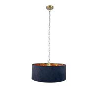 Relaxdays Pendant Light, Fabric Shade, HxD: 180 x 40 cm, Modern Pendant lamp, E27 Socket, Dining Light, Black/Bronze