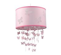 Relaxdays Pendant Light for Children's Room, Butterflies, E27, Lampshade & Mobile, H x D: 150 x 30 cm, Pendant Light, Pink