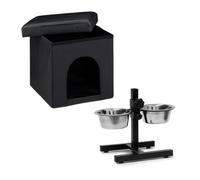 Relaxdays Pet house feeding station set