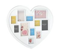 Relaxdays Frame, Collage 11 Photos, Heart Shape, Total Dimensions H x W 46.5 x 53 cm, White