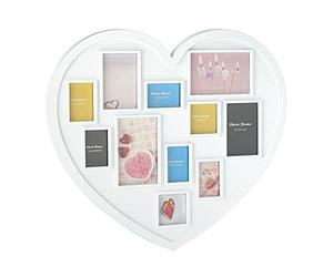 Relaxdays Photo Frame, Collage 11 Photos, Heart Shape, Total Dimensions H x W 46.5 x 53 cm, White