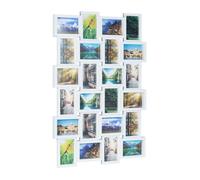 Relaxdays Picture Frame for 24 Photos, Individual Photo Collage, HxWxD: 59 x 86 x 2.5 cm, White