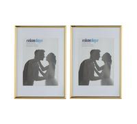 Relaxdays Photo Frame Set of 2, 20 x 30 cm, Passepartout 15 x 20 cm, Standing or Hanging, Gold