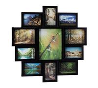Relaxdays Picture Frame Collage, Photo Gallery for 11 Pictures, Hanging Frame, Multi Photo, Black