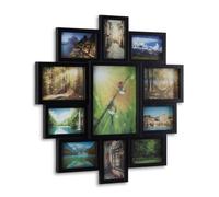Relaxdays Picture Frame Collage, Photo Gallery for 11 Pictures, Hanging Frame, Multi Photo, Black