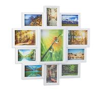 Relaxdays Picture Frame Collage, Photo Gallery for 11 Pictures, Hanging Frame, Multi Photo, White