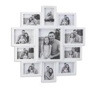 Relaxdays Picture Frame Collage, Photo Gallery for 11 Pictures, Hanging Frame, Multi Photo, White