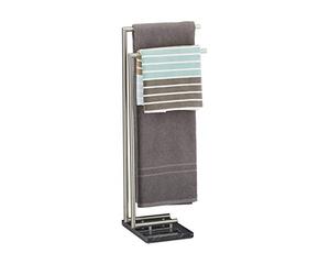 Relaxdays PIERRE Towel Holder, Freestanding Towel Rail, Marble Base, HxWxD: 84 x 34 x 30 cm, Black