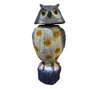 Relaxdays Pigeon Deterrent Owl, Bobble Head, Plastic, HxWxD: 40 x 18 x 16 cm, Garden & Balcony, Grey/White