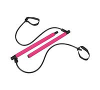 Relaxdays Pilates Resistance, Full Body Workout for at Home, Fitness Band, Training Bar, Portable, Pink, Iron, 100 x 93 x 3 cm