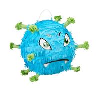 Relaxdays Pinata, Funny Virus Design, Hanging, Children, Girls & Boys, Birthday, Self-Fillable, Blue/Green, 80% cardboard 20% paper, 1 item