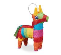 Relaxdays Piñata, Mini, Donkey, Rainbow, Birthday, Party, Game, Celebration, Kids, Fun, Activity, Fill, Sweet, Colourful, Paper, 19 x 13 x 5.5 cm