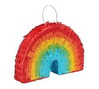 Relaxdays Piñata, Mini, Rainbow, Birthday, Party, Game, Celebration, Decor, HxWxD: 18x26x5.5 cm, Fill, Sweet, Colourful, Cardboard, 18 x 26 x 5.5 cm