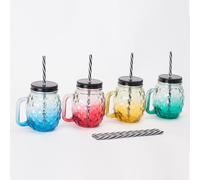Relaxdays Pineapple drinking glasses with lids (4)