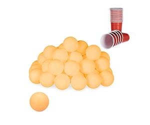 Relaxdays Ping Pong Balls, 48x Pieces, Table Tennis, Plastic, Plain, Beer Game, Drink, Set, Party, 38 mm Ø, Yellow