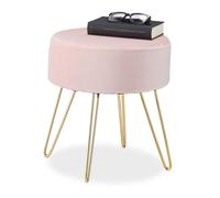Relaxdays Pink Velvet Stool with Metal Legs